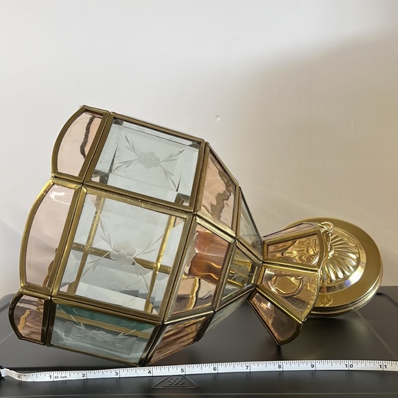 Vintage Hangging Ceiling Light Glass And Metal - Picture 7 of 14